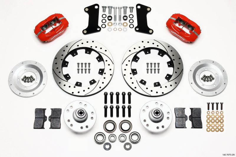 WIL Dynalite Brake Kit - Wilwood Forged Dynalite Front Kit 12.19in Drilled Red 67-69 Camaro 64-72 Nova Chevelle