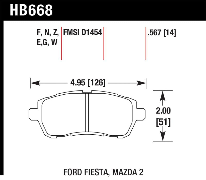 HAWK DTC-60 Brake Pad Sets - Hawk 11-12 Ford Fiesta S/SE/SEL / 11-12 Mazda 2 Sport/Touring DTC-60 Front Race Brake Pads