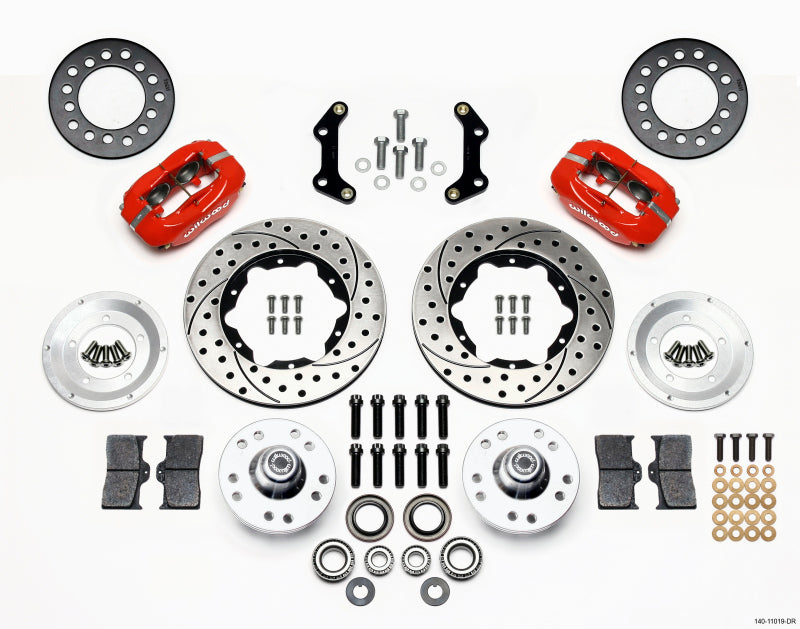 WIL Dynalite Brake Kit - Wilwood Forged Dynalite Front Kit 11.00in Drilled Red 73-80 CDP A B E & F Body