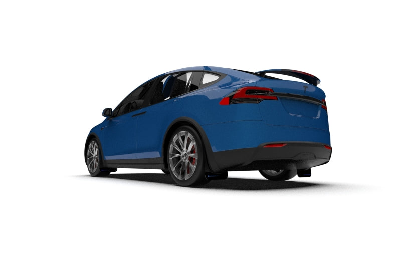 RAL UR Blk Flap/Blue Logo - Rally Armor 22-26 Tesla Model X Black UR Mud Flap w/Blue Logo