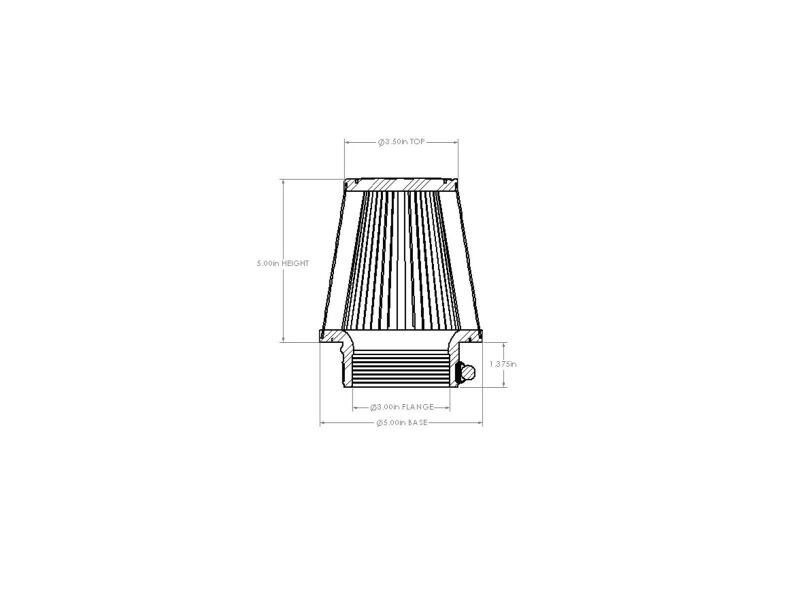 AFE Universal D2 Dura Dry Air Filter - aFe POWER Universal Clamp-On Air Filter w/ D2 Dura-Dry Media 3 IN F x5 IN B x3-1/2 IN T x5 IN H