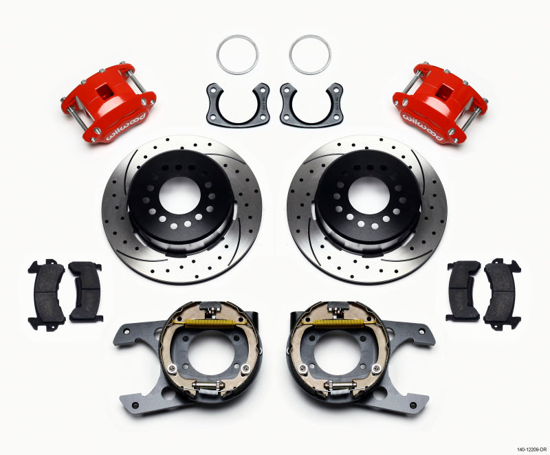 WIL D154 Brake Kit - Wilwood D154 P/S P-B Kit Drilled-Red New Big Ford 2.50in Offset