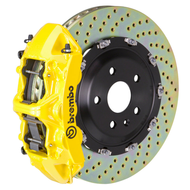 BRB Big Brake Kits - Brembo 05-11 A6 3.2L Front GT BBK 6 Piston Cast 380x34 2pc Rotor Drilled- Yellow