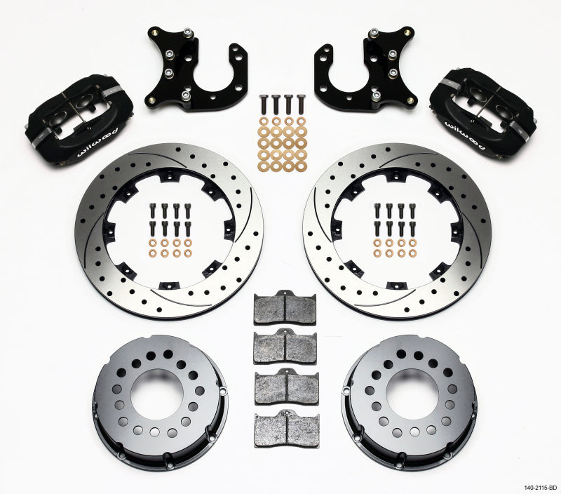 WIL Dynalite Brake Kit - Wilwood Forged Dynalite P/S Rear Kit Drilled Rotor Big Ford 2.36in Offset
