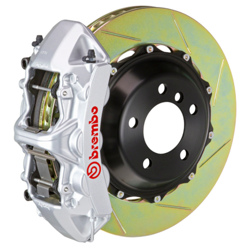 BRB Big Brake Kits - Brembo 08-15 Lancer Evo X Front GT BBK 6 Piston Cast 380x32 2pc Rotor Slotted Type-1-Silver