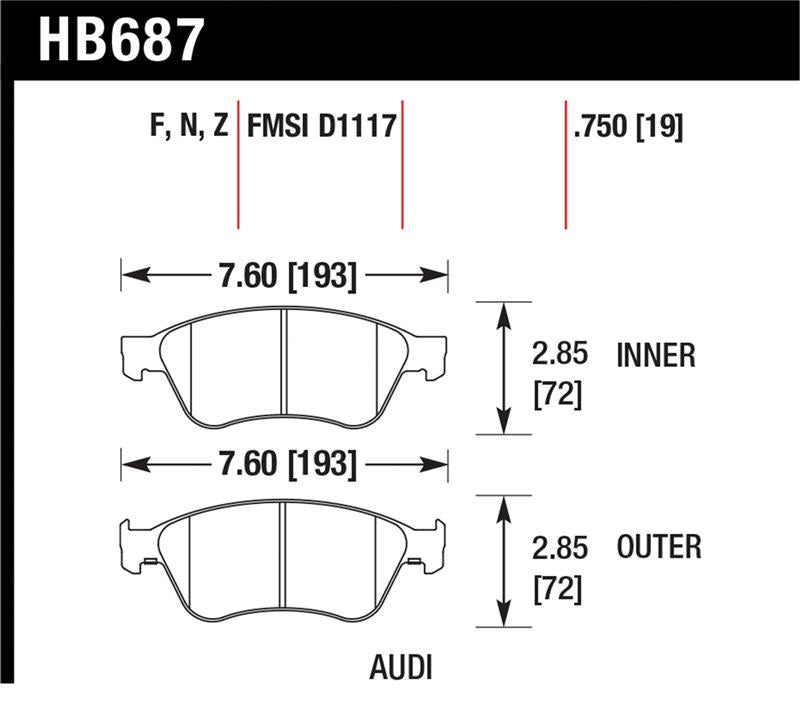 HAWK HPS Brake Pad Sets - Hawk 04-10 Audi A8 Quattro / 07-11 S6 / 07-10 S8 /  04-06 VW Phaeton HPS Front Street Brake Pads