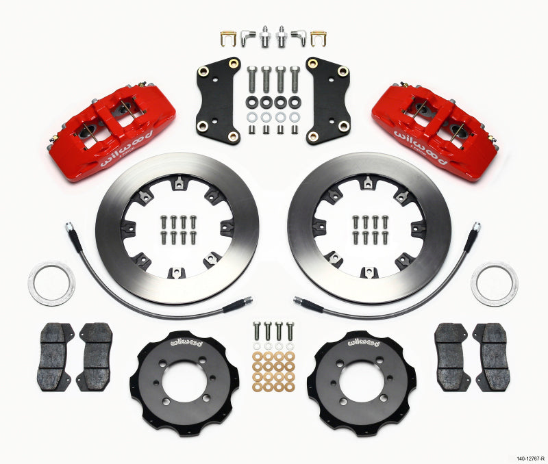 WIL Dynapro Brake Kit - Wilwood Dynapro 6 Front Hat Kit 12.19in Red 2012 Fiat 500 w/ Lines