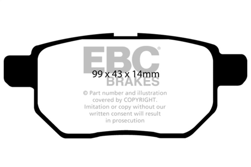 EBC Yellowstuff Brake Pad Sets - EBC 09-10 Pontiac Vibe 1.8 Yellowstuff Rear Brake Pads