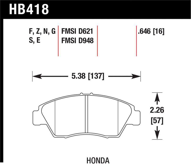 HAWK HPS 5.0 Brake Pad Sets - Hawk 2013-2014 Acura ILX (Hybrid) HPS 5.0 Front Brake Pads