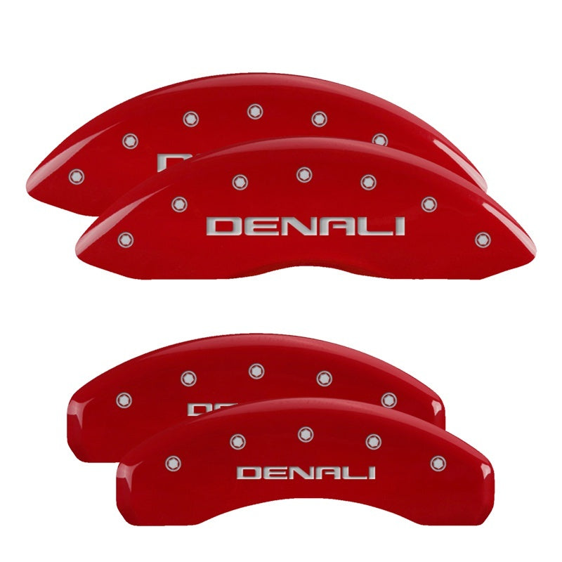MGP Caliper Covers 4 Logo - MGP 4 Caliper Covers Engraved Front & Rear Denali Red finish silver ch