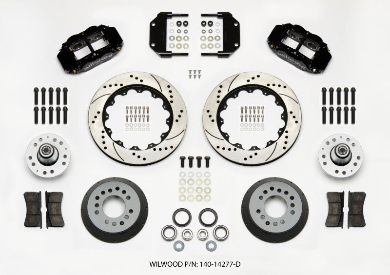 WIL Superlite Brake Kit - Wilwood Narrow Superlite 6R Front Hub Kit 14.00in Drilled Magnum Force Drop Spindle