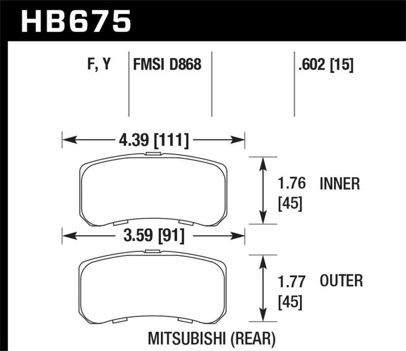 HAWK LTS Brake Pads - Hawk 09+ Mitsubishi Lancer Ralliart / 08+ Lancer GTS LTS Rear Brake Pads