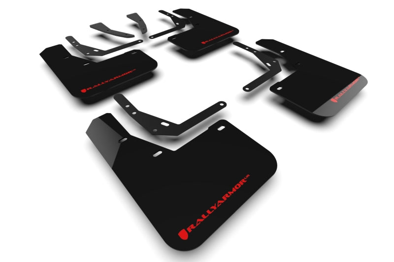 RAL UR Blk Flap/Rd Logo - Rally Armor 24-26 Hyundai Kona/Kona EV Black UR Mud Flap w/Red Logo