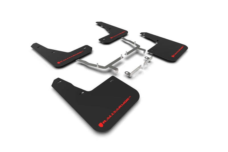 RAL UR Blk Flap/Rd Logo - Rally Armor 19-25 Ford Focus ST MK4 Black UR Mud Flap w/Red Logo