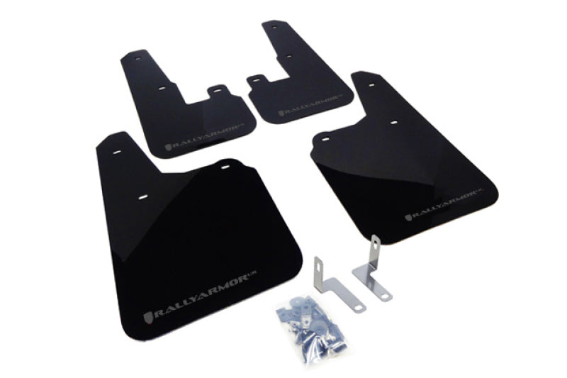 RAL UR Blk Flap/Grey Logo - Rally Armor 10-14 Subaru Outback Black UR Mud Flap w/ Grey Logo