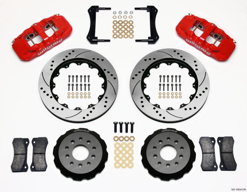 WIL Aero Brake Kit - Wilwood AERO6 Front Hat Kit 14.00 Drilled Red 2005-2014 Mustang