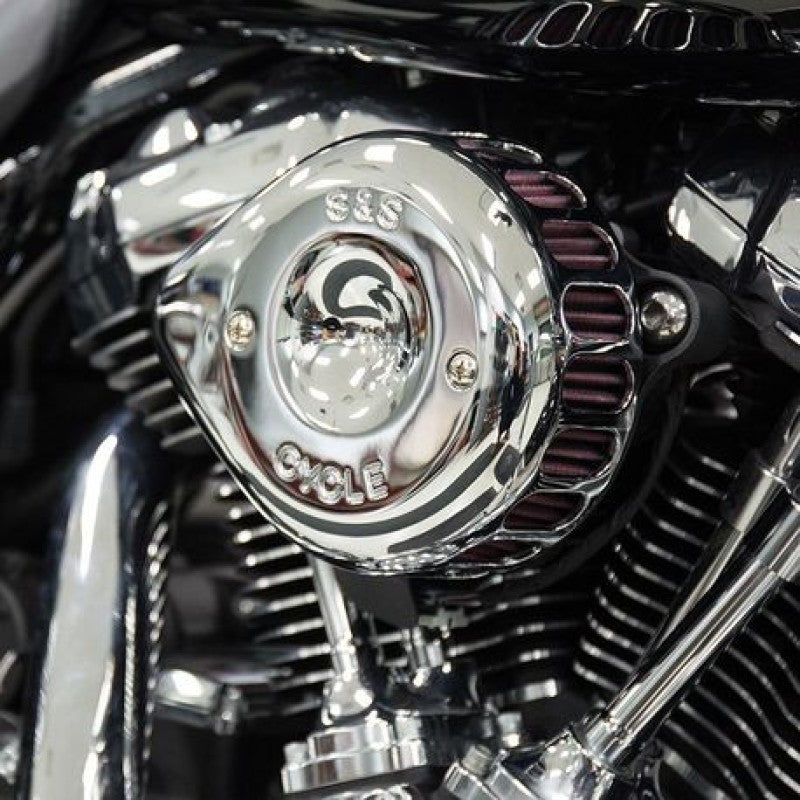 SSC Air Cleaner Kits - S&S Cycle 2017+ M8 Models Stealth Air Cleaner Kit w/ Chrome Mini Teardrop Cover