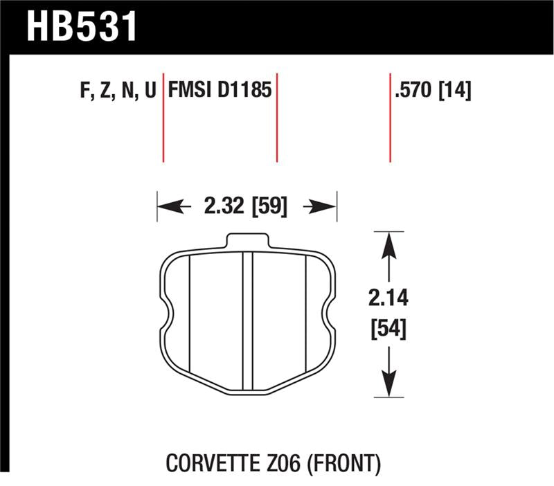 HAWK HPS 5.0 Brake Pad Sets - Hawk 2010-2013 Chevrolet Corvette Grand Sport HPS 5.0 Front Brake Pads