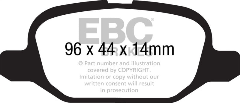 EBC Redstuff Brake Pad Sets - EBC 11+ Fiat 500 1.4 (ATE Calipers) Redstuff Rear Brake Pads