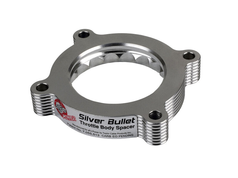 AFE Silver Bullet TBS - aFe 11-14 Ford Mustang/ 11-14 Ford F-150 V6 3.7L Silver Bullet Throttle Body Spacer - Silver