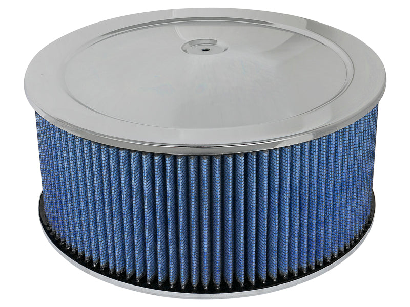 AFE Universal Pro-5 R Filter - aFe MagnumFLOW Air Filters Round Racing P5R A/F Chrome Assy 14x6: Blk/Blue E/M