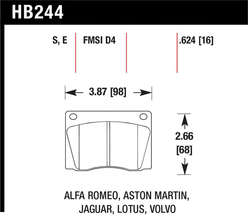HAWK Blue 9012 Brake Pad Sets - Hawk Blue Jaguar/Aston Martin/Alfa Romeo/Lotus Blue-9012 Front Race Brake Pads