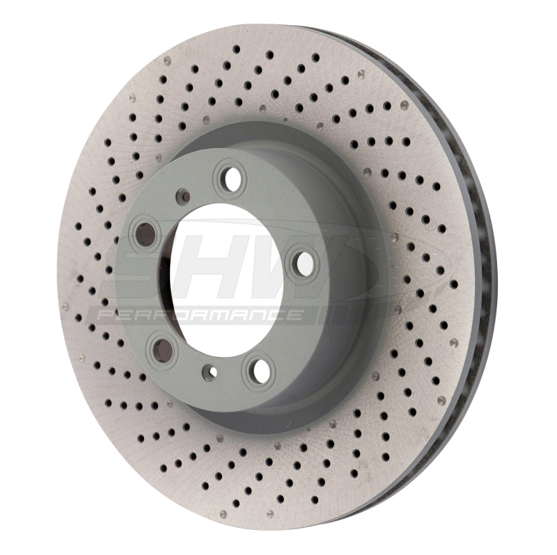 SHW Drilled-Dimpled MB Rotors - SHW 09-16 Porsche 911 Carrera w/o Ceramic Brake Left Front Drill-Dimp MB Brake Rotor (99735140101)