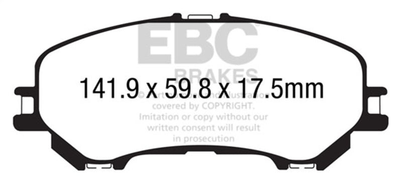 EBC Yellowstuff Brake Pad Sets - EBC 14+ Nissan Rogue 2.5 2 row seating Yellowstuff Front Brake Pads