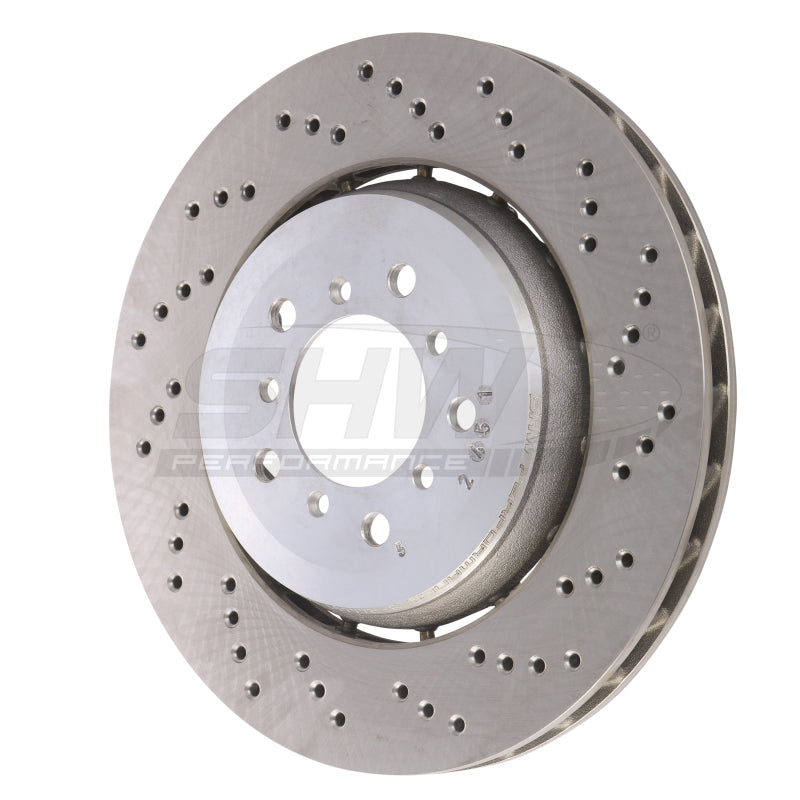 SHW Drilled Lightweight Rotors - SHW 05-06 BMW M3 3.2L Right Front Cross-Drilled Lightweight Brake Rotor (34112282446)