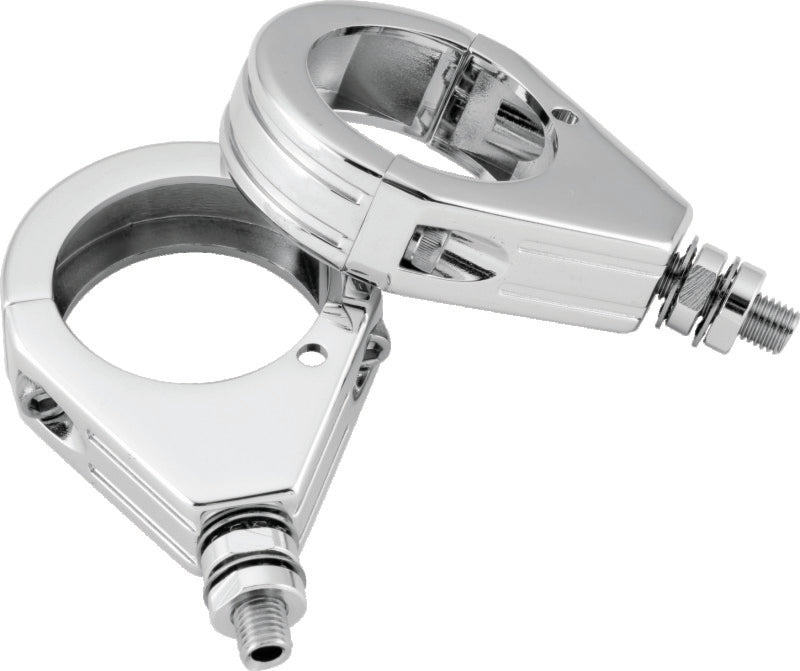 BKC Cable Accessories B - Bikers Choice Chrome Grooved 39MM Clamp With 5/16-18 Stud Universal Custom Pr