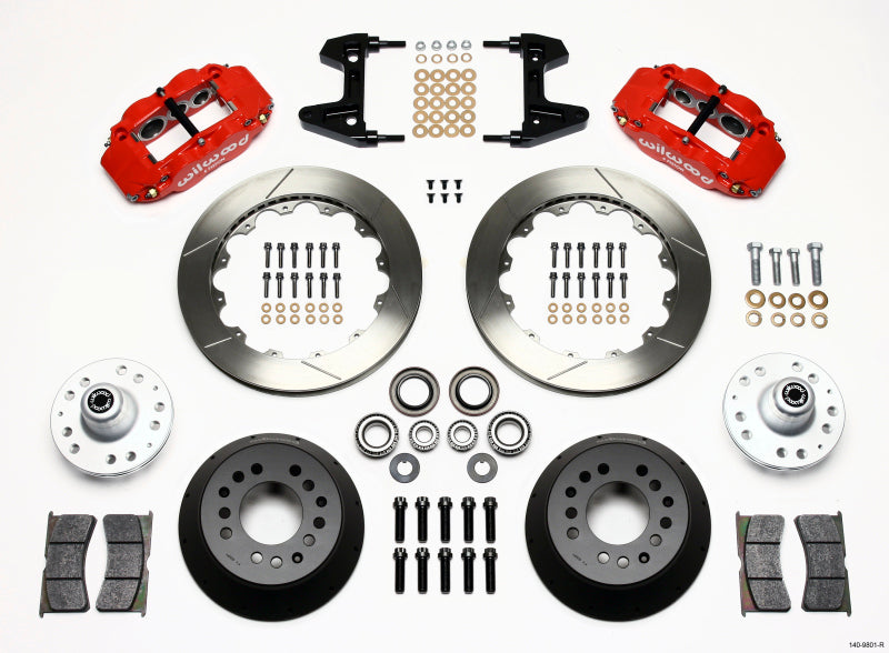 WIL Superlite Brake Kit - Wilwood Narrow Superlite 6R Front Hub Kit 12.88in Red 74-80 Pinto/Mustang II Disc Spindle only