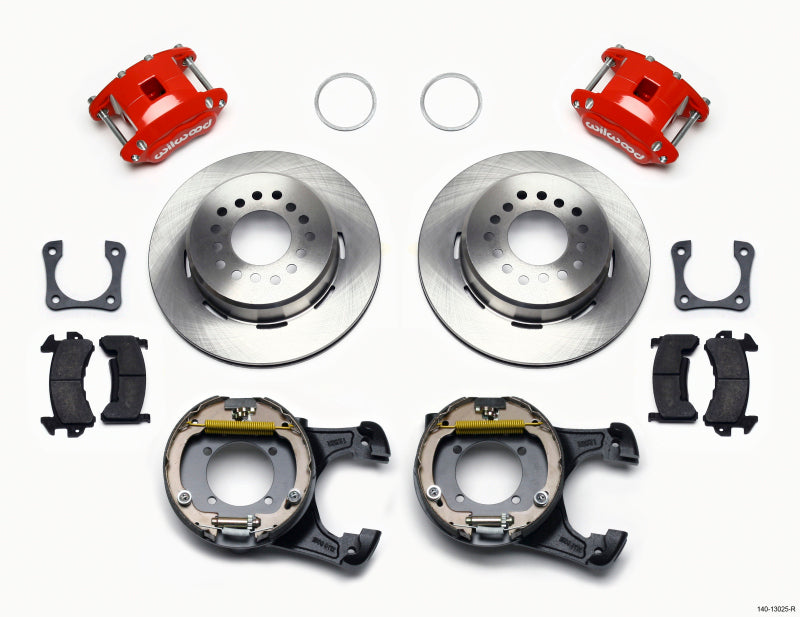 WIL D154 Brake Kit - Wilwood D154 P/S Park Brake Kit Red 12 Bolt 2.81in Offset Staggered Shock