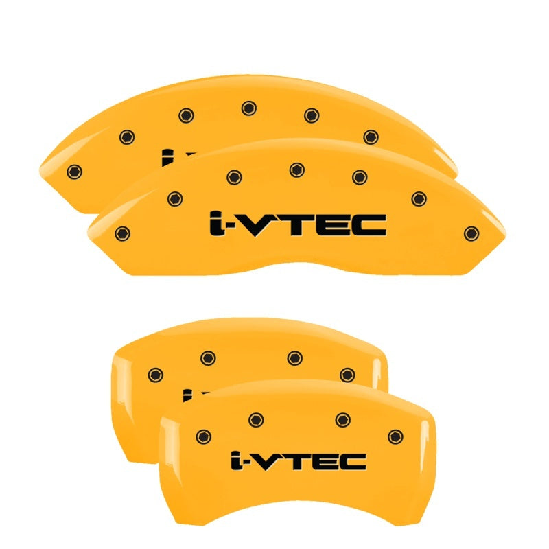 MGP Caliper Covers 4 Logo - MGP 4 Caliper Covers Engraved Front & Rear i-Vtec Yellow finish black ch
