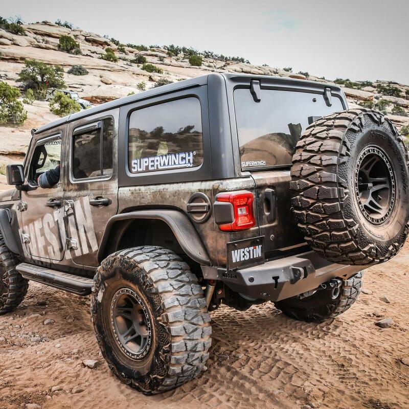 WES WJ2 Bumpers - Westin 18-19 Jeep Wrangler JL WJ2 Rear Bumper w/ Sensors (Excl. Wrangler JK) - Textured Black