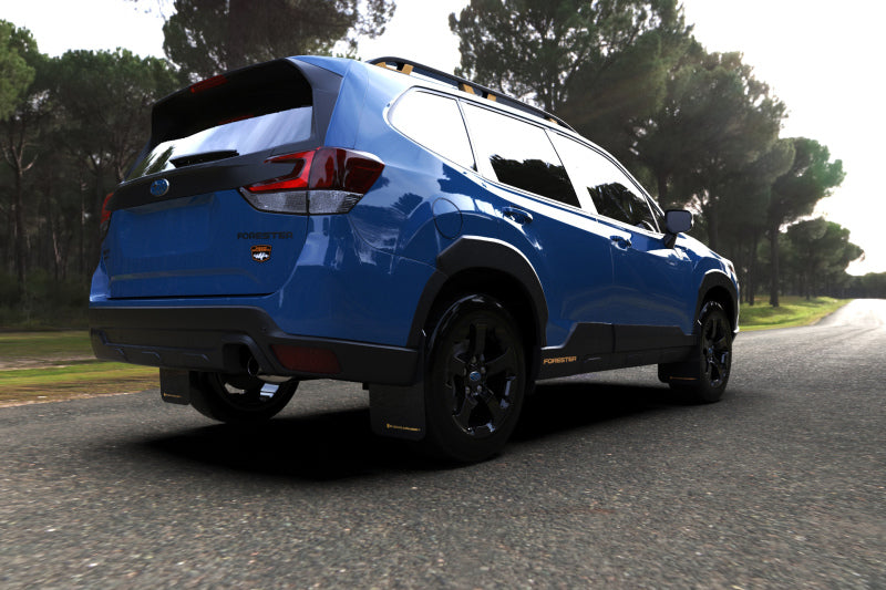 RAL UR Blk Flap/Grey Logo - Rally Armor 22-24 Subaru Forester & Wilderness Black UR Mud Flap w/Grey Logo
