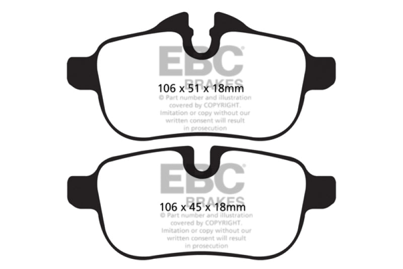EBC Yellowstuff Brake Pad Sets - EBC 09+ BMW Z4 3.0 (E89) Yellowstuff Rear Brake Pads