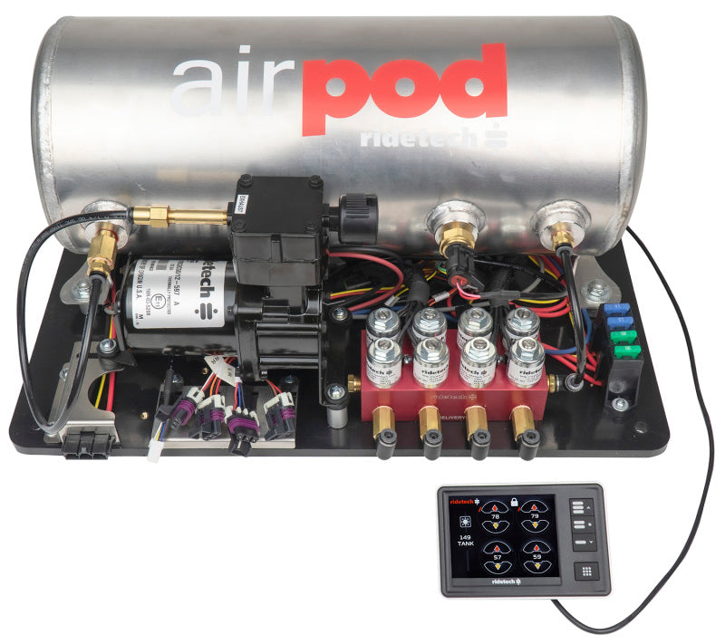 RID Air Control System - Ridetech RidePro E5 Air Ride Suspension Control System 3 Gal Single Compressor AirPod 1/4in Valves