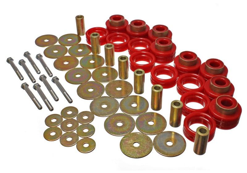 ES Body Mounts - Red - Energy Suspension Body Mount Set Inc. Hardware - Red