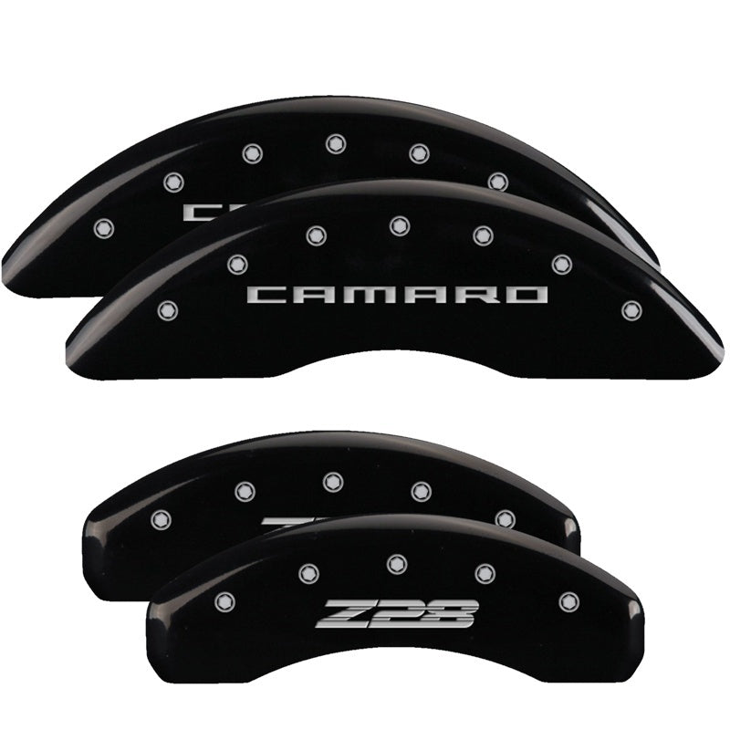 MGP Caliper Covers 4 Logo - MGP 4 Caliper Covers Engraved Front Gen 5/Camaro Engraved Rear Gen 5/Z28 Black finish silver ch
