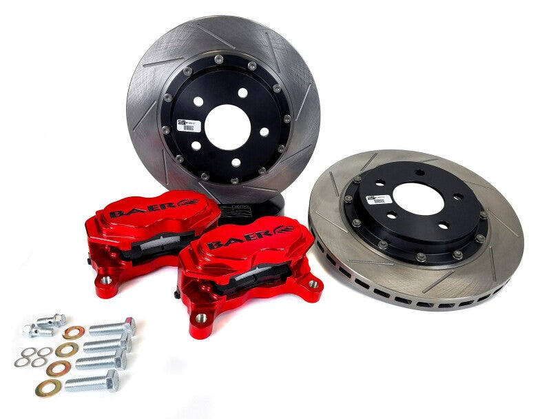 BAE SS4 Brake Kits - Baer Brakes 15-23 Ford Mustang 12in SS4+ Deep Stage 2.0 Rear Slot Brake Kit - Fire Red