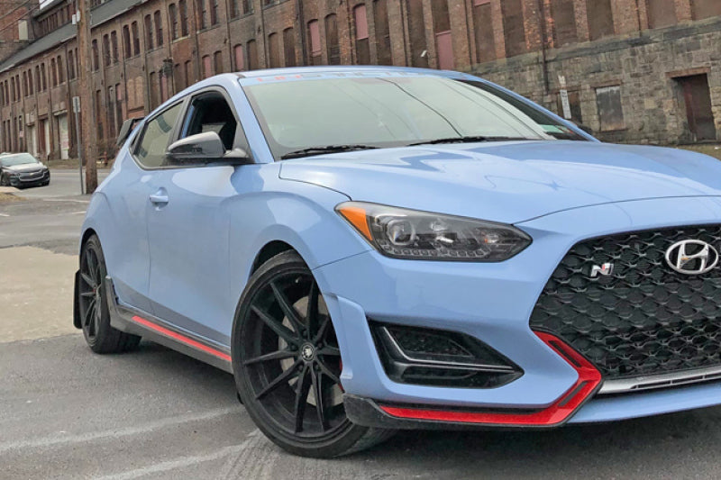 RAL UR White Flap/Black Logo - Rally Armor 19-22 Hyundai Veloster N White UR Mud Flap w/ Black Logo