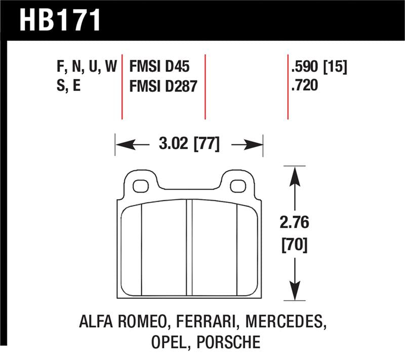 HAWK Blue 9012 Brake Pad Sets - Hawk 69-77 & 84-89 Porsche 911 Blue 9012 Front Race Brake Pads