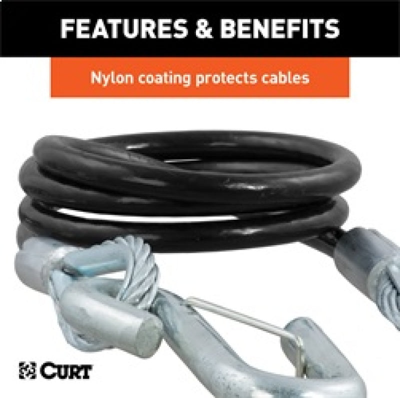 ROK Towing Solutions - RockJock Curt Towing Safety Cable Kit 44 1/2in Long w/ 2 Snap Hooks 5000lbs 2-Pack