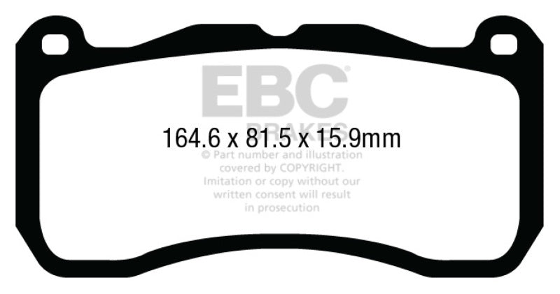 EBC Redstuff Brake Pad Sets - EBC 13-14 Ford Mustang 5.8 Supercharged (GT500) Shelby Redstuff Front Brake Pads