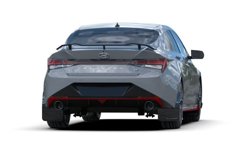 RAL UR Blk Flap/Blue Logo - Rally Armor 22-23 Hyundai Elantra N & N Line Black UR Mud Flap w/Light Blue Logo