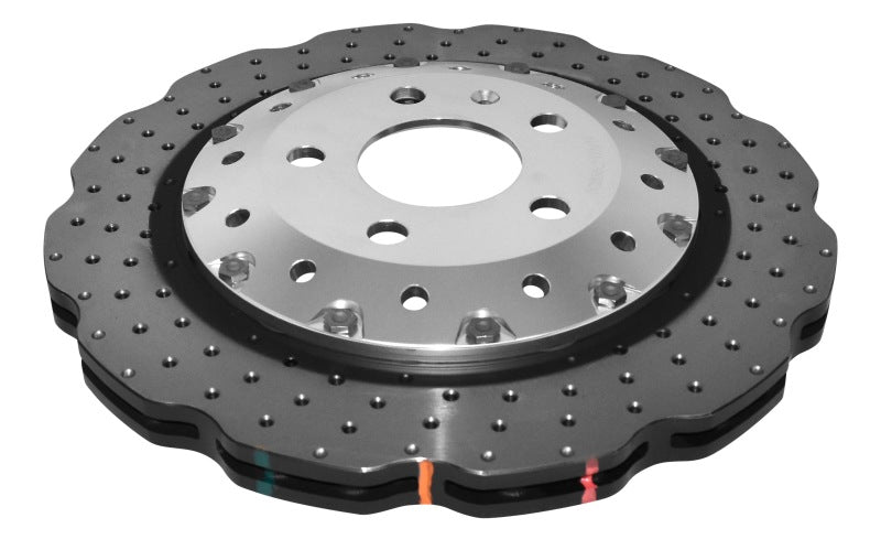 DBA 5000 Series Drilled Rotors - DBA 13-16 Audi RS5 (w/Scalloped edge Iron Discs) Rear 5000 Series Drilled Wavy Rotor w/Silver Hat