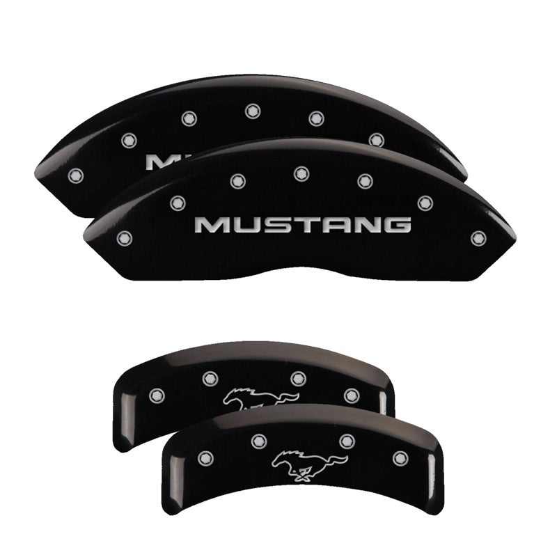 MGP Caliper Covers 4 Logo - MGP 4 Caliper Covers Engraved Front Mustang Engraved Rear Pony Black finish silver ch