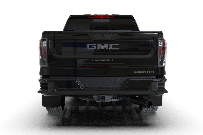 RAL Basic Blk Flap/Wht Logo - Rally Armor 20-26 GMC Sierra 2500/3500 HD Denali Black Mud Flap w/White Logo