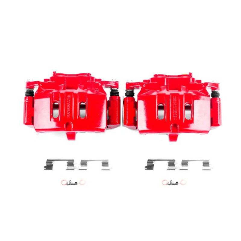 PSB Red Calipers - Power Stop 15-17 Ford Mustang Front Red Calipers w/Brackets - Pair