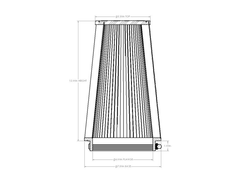 AFE Universal D2 Dura Dry Air Filter - aFe POWER Universal Clamp-On Air Filter w/ D2 Dura-Dry Media - 6in F x 7.5in B x 5.5in T x 12in H